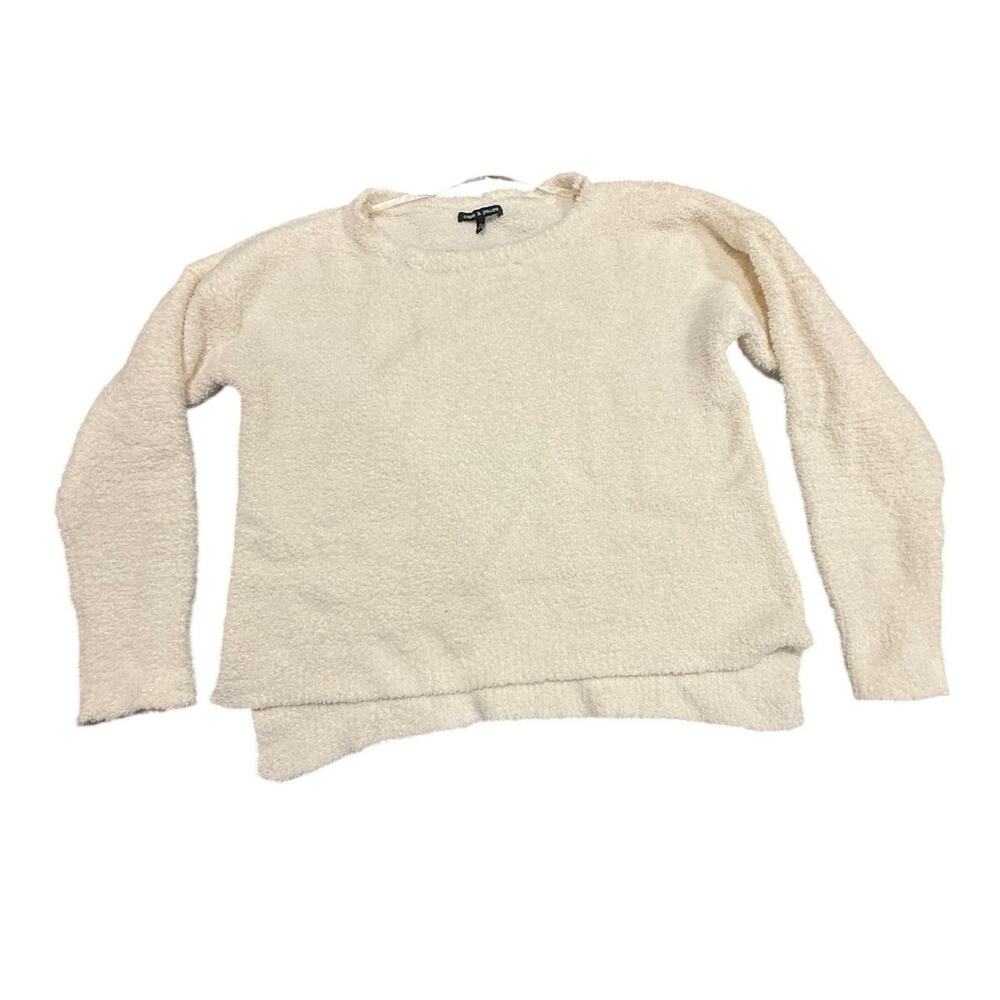Cable & Gauge Women's Ivory Fuzzy Popcorn Eyelash Knit Pullover Sweater Size XL